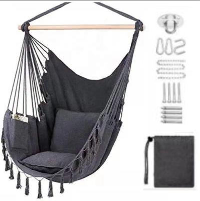 China 100*130cm 320g Polyester-cotton Hanging Rope Swing Hammock With Two Pillows Te koop