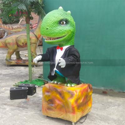 China Park Equipment Animatronic Green Cute Conductor Dinosaur Model Customized Dinosaur Amusement Park Products for sale