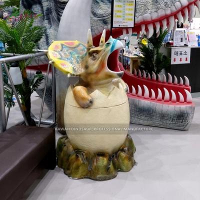 China Dino Trash Can Custom Made Funny Amusement Park Decoration Fiberglass Dinosaur Waste Bin for sale