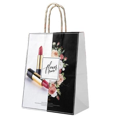 China Customized Recyclable White LOGO Cosmetic Packaging Paper Bag Lipstick Eyeshadow Packaging Packaging Paper Gift Bag for sale