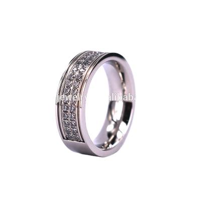 China FASHIONABLE Men's 8mm Titanium CZ Ring Stones Silver Tone Comfort Fit Band Wedding Engagement for sale