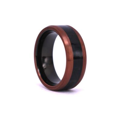 China Casual/Sporty Espresso Color Tungsten Ring with Ebony Wood, Black Coffee Color Tungsten Men Ring for sale