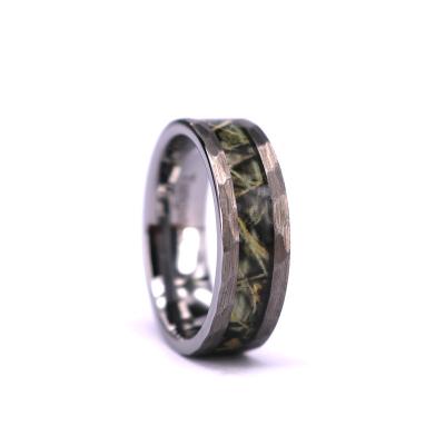 China THX Casual/Sporting Jewelry Hammered Edge Camouflage Tungsten Ring, Camouflage Tungsten Wedding Band for sale