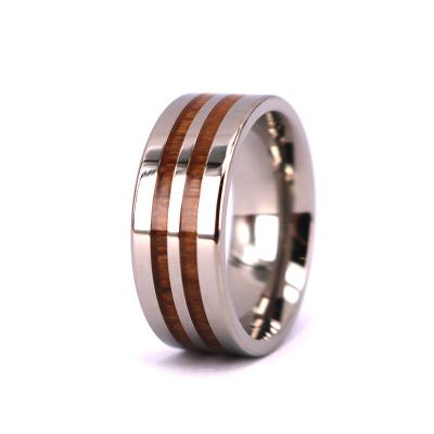 China Koa Inlay Tungsten Wood Casual/Sporting Genuine 8mm Wood Ring, Tungsten Center Stripe Double Rows Tungsten Wood Ring for sale