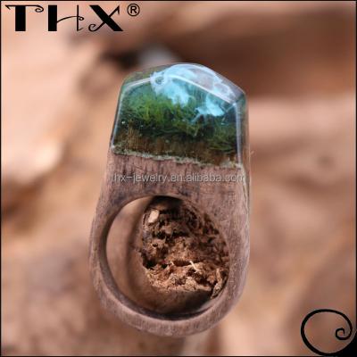 China FASHIONABLE Unique Wooden Women's Jewelry Resin Wooden Ring Fashion Handmade Wood Ring for sale