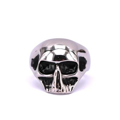 China Cool 316L Stainless Steel Punk Men's Skull Head Ring Punk New Jewelry for sale