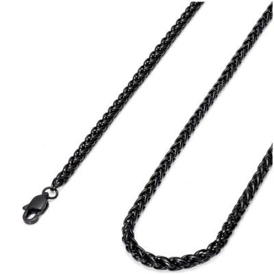 China 4MM Stainless Steel Mens Womens Stainless Steel Wheat Necklace Link Chain Black 18-30 Inch for sale