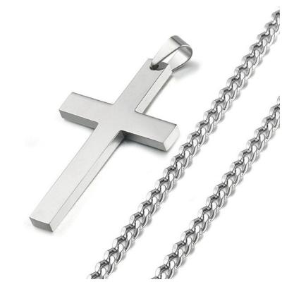 China Stainless Steel CLASSIC Cross Pendant Chain Necklace For Men Women, 22-24 Inches for sale