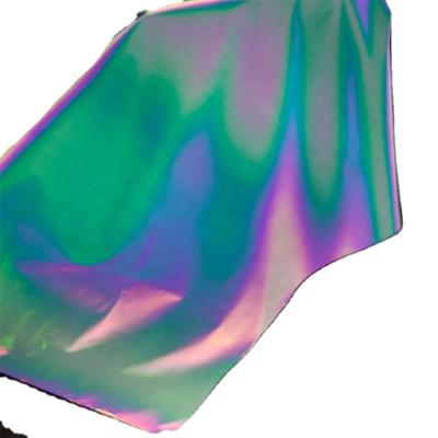 China Custom Clothing Color Rainbow Color Changing Polyester Reflective Fabric For Fashion Clothes Jacket for sale