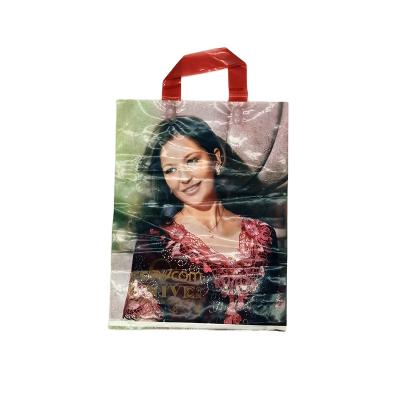 China 2021 Customs Printed Cheap Soft Loop Moisture Proof Handle Plastic Shopping Bags For Sale for sale