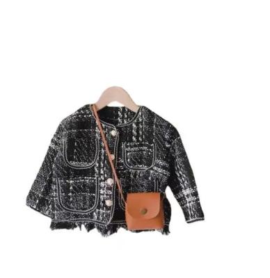 China Viable kids spring autumn fashion tassel coats Fahion girls warm winter jacket baby long sleeve plaid outwear for sale