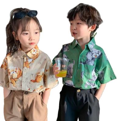 China Boys' shirt fashion trend handsome brother and sister dress children's short-sleeved set casual shirt 2022 new summer for sale