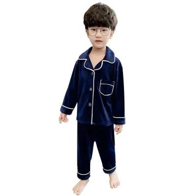 China Wholesale warm thick children's clothing unisex coral flannel flannel winter pajamas children's clothing boys and girls for sale