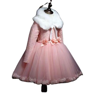 China wholesale Anti-wrinkle Add Thick Hair Collar Baby Party Princess Dress Latest Frock Design Girl Kids Party Wear Dress for sale