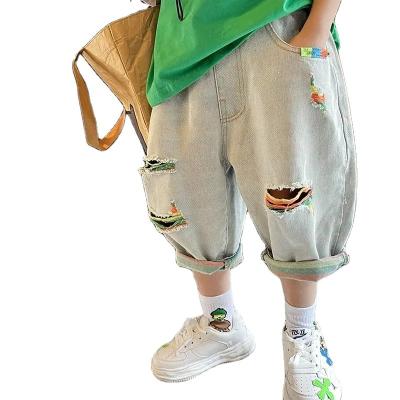 China Wholesales Breathable Children's Lattice Pants Cotton Kids Pants Summer Fashion Boys Clothes Girls Soft Denim Pants for sale