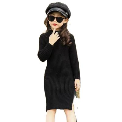 China Anti-wrinkle girl's mink woolen clothes 2022 autumn and winter dress medium girls knit bottom shirt Korean version of the solid color woolen dress for sale