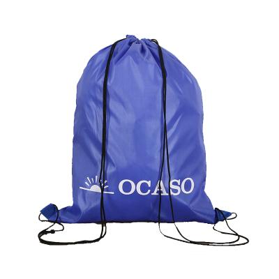 China Wholesale Reusable Custom Printed Soft-Loop Logo Polyester Sports Backpack Drawstring Bag In Promotional Bags for sale