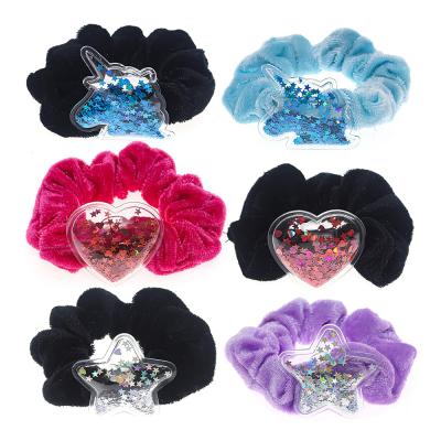 China BSCI Unicorn Glitter High Quality 6 Velvet Hair Scrunchies Accessories for sale