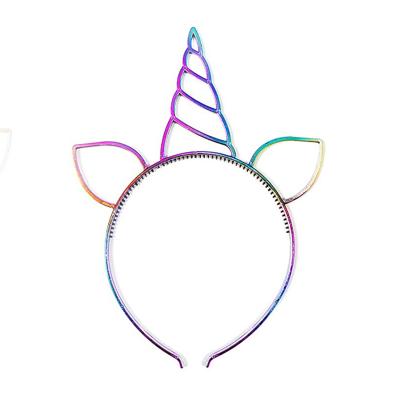 China Popular Cute Pink Style Unicorn Ears Headband Kids Baby Girls Sandpaper Crown Hairpin Princess Hair Accessory for sale