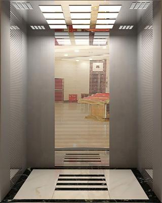 China Traditional Mirror Stainless Steel Home 400kg Hydraulic Passenger Elevator Elevator Etched Cabin Price for sale