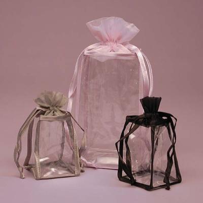 China Personalised Organza PVC Drawstring Bag , Clear PVC Cosmetic Bag for sale