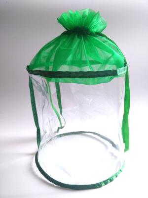 China Vinyl organza gift bags , Clear round PVC cosmetic bag with drawstring for sale