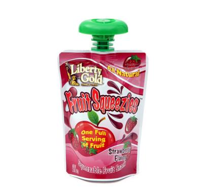 China Laminated 250ml Top Liquid Spout Bags , Standing Strawberry Juice Pouch for sale