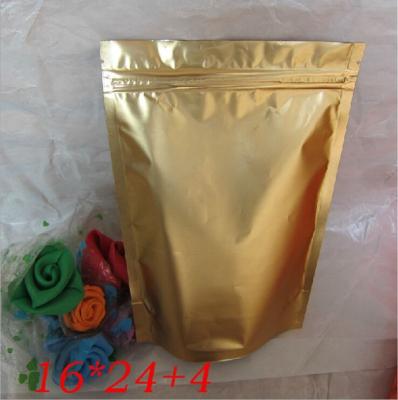 China Moisture proof Gold Stand Up Foil Pouches Reclosable zipper doypack for sale