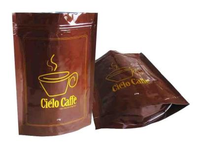 China Zippered Stand Up Coffee Bags with Valve for sale