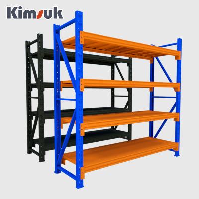 China Corrosion Protection Kimsuk Factory Metal Rack Bolless Stacking Industrial Warehouse Storage Racks Shelves For Racking System for sale