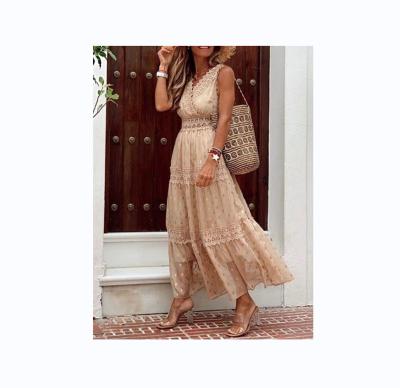 China China Manufacturer Summer New Women Breathable Sexy Deep V Sleeveless Cotton Dress China Manufacturer Mid Length Skirt for sale