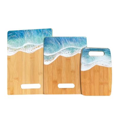 China 3 Pcs Sustainable Bamboo Chopper For Preparing Food With Epoxy Resin Artist Board for sale