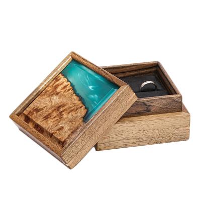 China Modern Classic Mix Colored Wooden Box Epoxy Resin Jewelry Box For Bedroom for sale