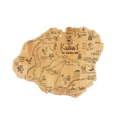 China Destination Kauai Disposable Bamboo State Shaped Serving And Cutting Board Crafted Bamboo Cutting Board for sale