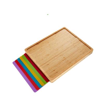 China Disposable Easy-to-Clean Bamboo Wood Cutting Mat Food Chopper Icons Color Coded Set for sale