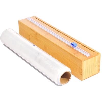 China Sustainable Aluminum Foil and Wax Paper Dispenser for Kitchen Drawer Roll Organizer Bamboo Holder for sale