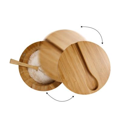 China Sustainable Wholesale Bamboo Spice Jar Storage Bamboo Jar With Magnetic Lock Safe Swivel Lid for sale