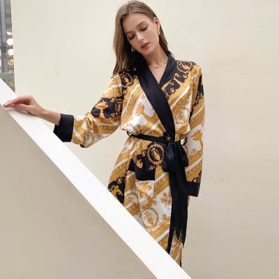 China 2022 new ideas QUICK DRY plus size women's designer beach kimono silk long robe luxury women's sleepwear for sale