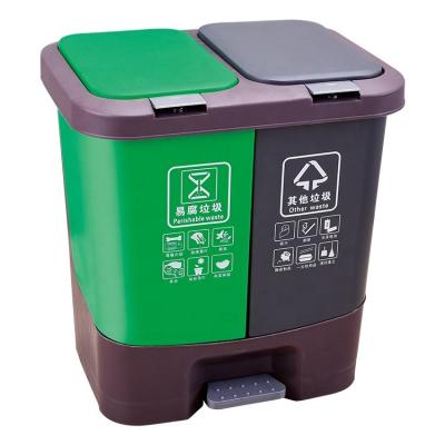 China Sustainable 20L Recycling Bin Waste Bin 2 In 1 Separate Pedal Bin for sale