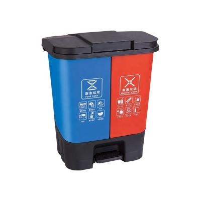 China Sustainable Plastic Recycle Bin Double Compartment Classification Bin for sale