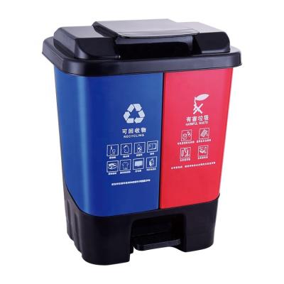 China Sustainable Two Pedal Sorting Type Of Bin Recycling Plastic Outdoor Sanitation Bin for sale