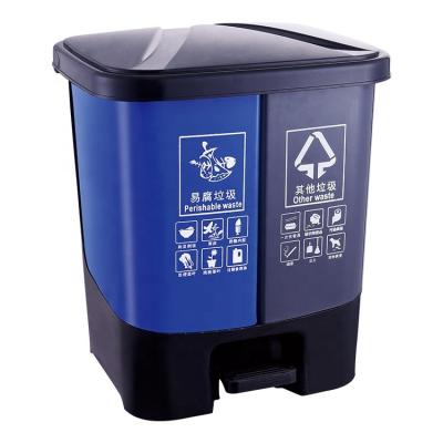 China Sustainable 30L Double Bin Box Compact Foot Pedal Matching Plastic Bin for sale