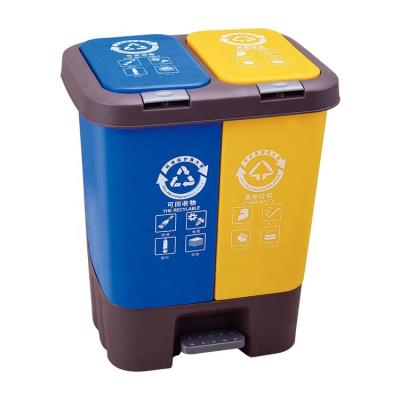 China Viable Sorting & Reusing 2 In 1 Custom Trash Bin Waste Bin Step On Trash Bin Custom Trash Bin Logo for sale