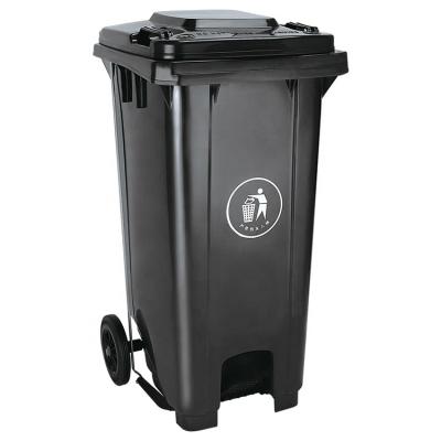 China Sustainable Plastic Street Outside Commercial Trash Can With Lids 100L Pedal Bin for sale