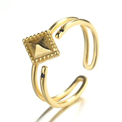 China No Allergic Ring Dropshipping Qings Two Line Open 14k Gold Rings Sterling Silver Silver for sale