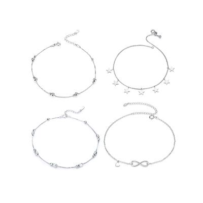 China Dropshipping Qings Custom Made Wholesale Nickel Free Summer Sterling Silver Round Beads Chain Ladies 925 Anklet For Women Men for sale