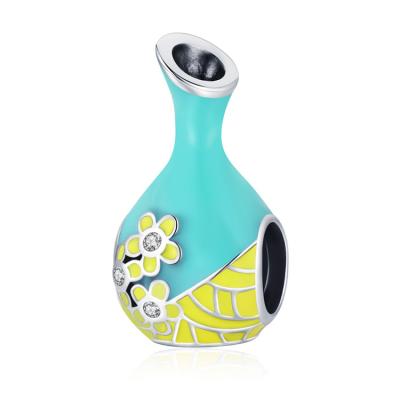 China Nickel Free New Next Qings Fashion Mint Green Wine Bottle 925 Sterling Silver Beads for sale