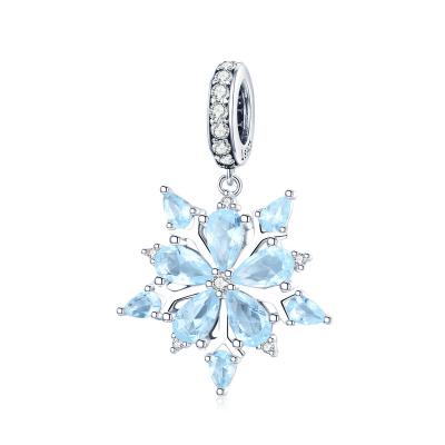 China Nickel Free Qings Snowflake Charm OEM/ODM Sterling Silver Zircon Charm Pendant For Bracelet And Necklace Making for sale