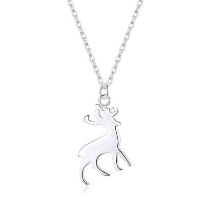 China Nickel Free Qings Fashion Authentic 925 Sterling Silver Christmas Gift Animal Elk Deer Christmas Necklace for sale