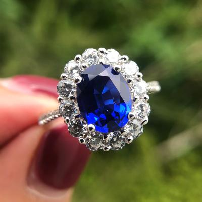 China Ring Qings Wholesale High Quality Allergic Silver Woman Not Fine Blue Zircon Jewelry Silver Color Bridal Rings for sale